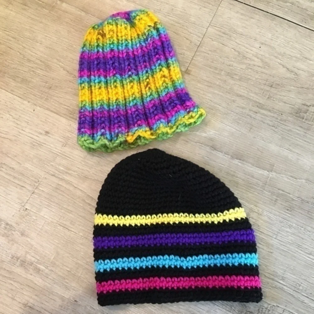 Bundle Handmade Knit Beanie Hats New